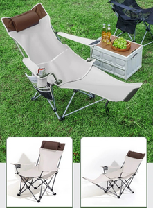 Thoải mái di động có thể gập lại kim loại Chaise phòng chờ ghế cho phòng khách ngoài trời công viên hồ bơi hoặc bãi biển để giải trí - Product Image 3