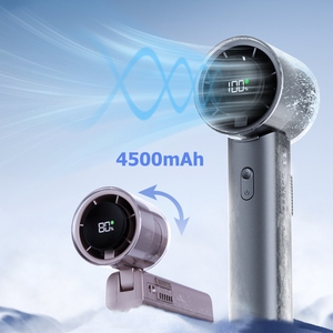 IMYCOO High Power Portable Folding Led Display Handheld Fan Custom Logo Rechargeable Cooling Mini Hand Held Fan for Summer Gift