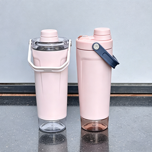 Vaso mezclador de acero inoxidable de 20 oz para compra al por mayor con compartimento para proteínas y logotipo personalizado para gimnasio - Product Image 2