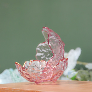 Plats à sauce Sakura Plats à apéritif en verre cristal <span class=keywords><strong>fleur</strong></span> de cerisier <span class=keywords><strong>rose</strong></span> Bols à tremper Crème glacée Snack Sushi Plat à condiment soja - Product Image 3