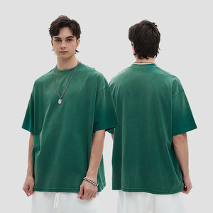 Vente en gros 100% coton délavé à l'acide surdimensionné singe lavage t-shirt 250G poids lourd t-shirt pour hommes personnalisé blanc Vintage t-shirt - Product Image 3