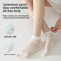 Chaussettes femme à cinq orteils, fines, mi-mollet, printemps-été, en coton peigné, respirantes, anti-transpiration, désodorisantes, en maille, à orteils séparés