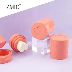 2021 Newly Cosmetic Packaging Case with Heart Sponge Puff Bb Cream Creative Lovely Makeup Air Cushion Powder Case Plastic Accept