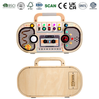 Tableau d'activités Montessori en bois portable avec enregistreur, jouet sensoriel, divers interrupteurs, boutons et poignées rotatives pour développer la motricité fine