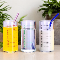Tasse à mesurer en verre pour enfants, résistante à la chaleur, sans plomb, à fond épais, pour lait, eau, yaourt, boissons, 300 ml