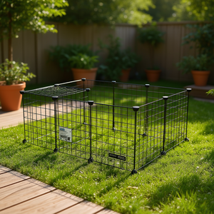 Clôture en fil métallique robuste Db, 12 panneaux, cage rectangulaire pour animaux de compagnie, utilisation intérieure/extérieure, barrière en maille de fer thermolaquée - Product Image 2