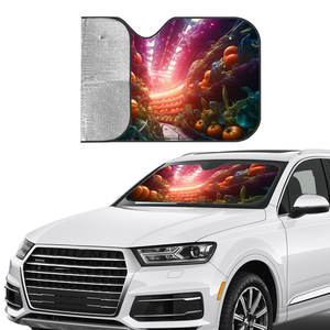 Custom Car Windshield Sun <b>Shade</b> Retractable Foldable Polyester UV Protection Front <b>Window</b> Stiff Version - Product Image 5