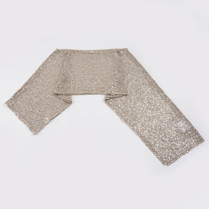European American Music Festival Fashion Sparkle Fabric Lightweight Soft <b>Asymmetrical</b> Slant <b>Hem</b> Crop Long Sleeve Cover Up <b>Top</b> - Product Image 6