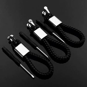 Hand Woven Leather Car Logo Brand KeyChain Detachable Metal Car Custom <b>Key</b> <b>Chain</b> - Product Image 3