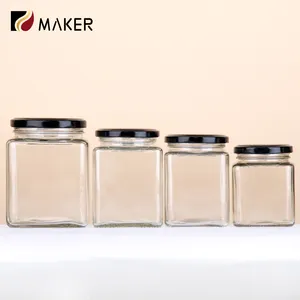 Custom Color Borosilicate Hexagonal 180ml Hexagon Striped Food Storage Glass Jar With Aluminium Lid For Sugar Spice Sauces Honey