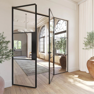 Porta in Alluminio <span class=keywords><strong>di</strong></span> Alta Qualità con Isolamento Acustico, <span class=keywords><strong>Telaio</strong></span> in Alluminio e Vetro Temperato per Interni, Porta a Battente in Vetro per Soggiorno - Product Image 3