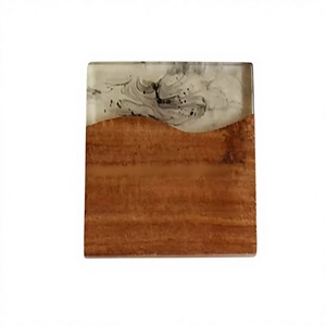 Square Wooden Coaster With Resin Art Modern Design <b>Non</b> <b>Slip</b> <b>Mat</b> - Product Image 1