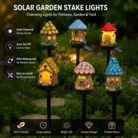 Lampe décorative solaire LED en résine étanche pour jardin, maison de fée, piquet lumineux pour allée, pelouse et cour extérieure