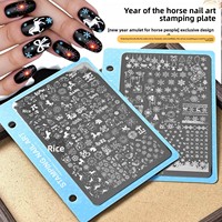 Plaque de tamponnage pour nail art Nouvel An, motif cheval, flocon de neige, cœur, modèle de transfert pour ongles, outil de nail art, best-seller