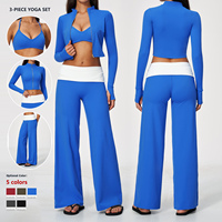Nouvel ensemble de yoga 3 pièces 2026 – Haut ajusté à col montant et manches longues, pantalon taille haute, soutien-gorge de sport respirant – Ensemble de fitness pour femme