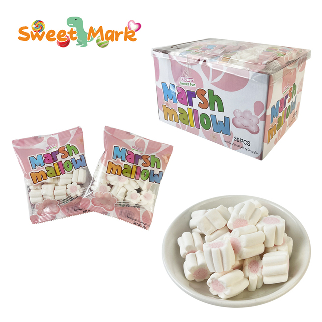 Halal Fruity Flower Shape Mix Colored Soft Marshmallow Candy in Bag