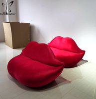 Sofá Moderno en Forma de Labios, Cómodo Sofá para Sala de Estar, Sofá Rosa para Salón de Espera