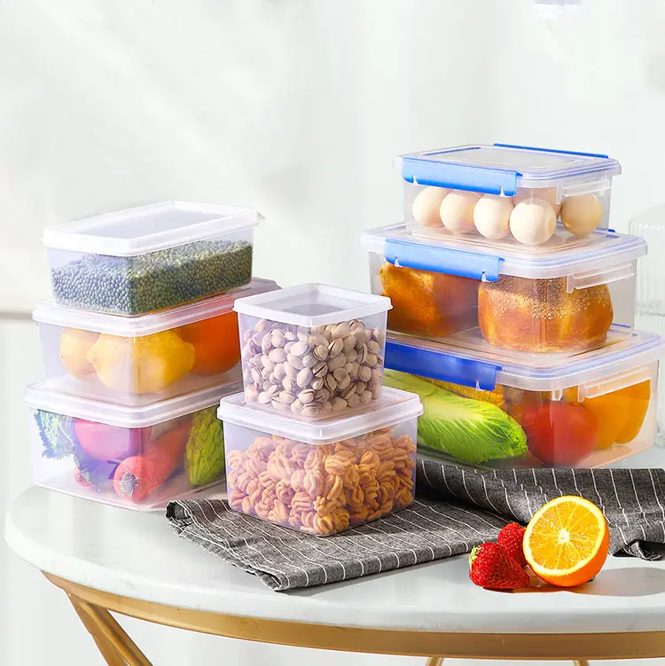 1.25L-25L Keep Fresh Food Thickened Kitchen Organizer Transparent Keep Fresh Food Plastic Refrigerator Storage Boxes With Lids