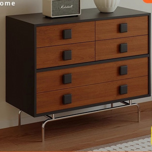 Vintage Style Solid Wood Chest Of <b>Drawers</b> Modern Minimalist Storage Cabinet For Living Room <b>Small</b> Apartment Retro Design - Product Image 2