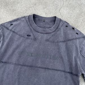 เสื้อยืดผ้าฝ้ายพรีเมียมลายดีไซน์เนอร์ สีซีดจางแบบโดนแดด พิมพ์ลายหนา น้ำหนักมาก สไตล์สตรีทแวร์ ลุคทำเก่า ทรงโอเวอร์ไซส์ - Product Image 3