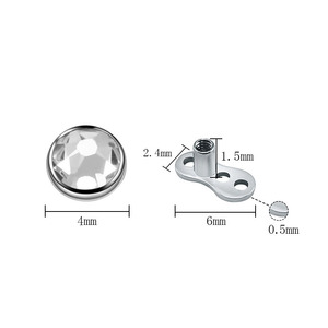 Piercings dérmicos de titanio G23 con ancla Micro dérmica de 4mm para hombres y mujeres, Piercing para la piel con superficie de regalo de boda/compromiso - Product Image 3