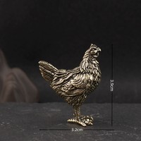 Figurines de coq et de poule en laiton, figurine de poulet du zodiaque chinois, statue de poulet Feng Shui pour la richesse et la prospérité
