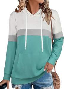 Sweatshirts à manches longues, hauts à cordon de serrage avec poche, chemisiers amples décontractés, tuniques, sweats à capuche vierges - Product Image 3