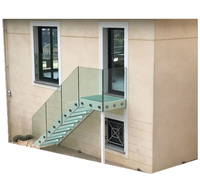 Système de garde-corps en fer et verre Prima PR Commercial moderne pour escalier extérieur et porche, résistant à la rouille et aux intempéries, avec profilé en U en alliage d'aluminium 5