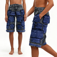 Shorts en jean cargo multi-poches à jambes larges, style streetwear décontracté vintage, lavage délavé, YSJY, pour hommes