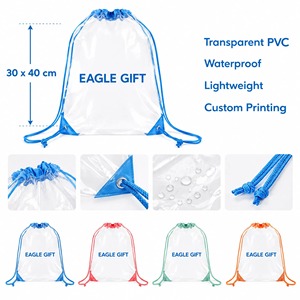 Custom Logo Plastic Waterproof Drawstring Backpack Eco Clear PVC <b>String</b> Beach <b>Bags</b> for Sports - Product Image 3
