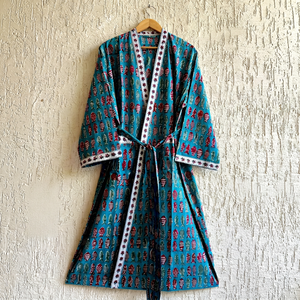 Kimono Bohemio Estampado a Mano con Abertura Alta, Fabricante OEM de Ropa, Proveedor Mayorista, Etiqueta de Marca Personalizada - Product Image 1