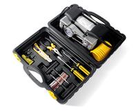 Compresseur d'air électrique portable double cylindre pour pneus de voiture, kit d'outils robuste 12V 150 PSI noir universel
