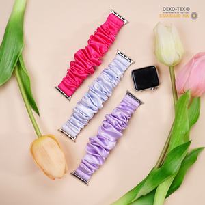 Scrunchies en soie solide, bracelets de montre élastiques, <span class=keywords><strong>bracelet</strong></span> de montre intelligente adapté aux <span class=keywords><strong>Apple</strong></span> <span class=keywords><strong>Watch</strong></span> Series 30 mm à 38 mm, <span class=keywords><strong>bracelet</strong></span> en soie - Product Image 2