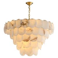 Lustre en métal haut de gamme E26, finition marbre naturel, style luxe léger, pour salon, villa, duplex, restaurant, salon de thé, hôtel