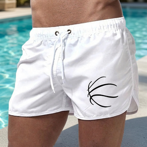 Pantalones Cortos Deportivos Blancos para Hombre, de Secado Rápido, con Cordón en la Cintura, de Color Sólido, para Playa - Product Image 1