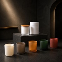 Bocaux à bougies en verre dépoli mat de couleur, avec couvercle en bois, vides, 8oz, 10oz, 14oz, pour la fabrication de bougies et la décoration intérieure
