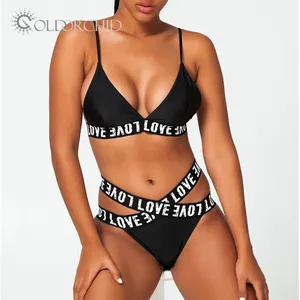 2024 hot sale bow belt solid V-neck swimwear sexy bikini for women