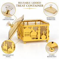 Boîte de rangement pour bonbons de l'Aïd du Ramadan, décoration de table islamique, conteneur à friandises avec couvercle, découpe croissant de lune et étoile, ornement festif pour la maison