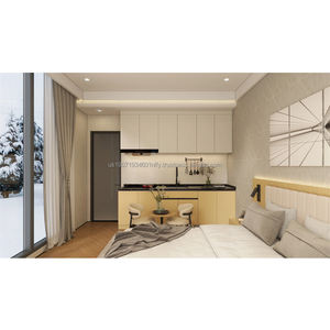 Juego de Muebles Comerciales Modernos: Cama de Madera, Mesita de Noche, Armario, Mesa Auxiliar de Cocina y Sillas para Dormitorio de Hotel de 3 Estrellas (Habitación Completa) - Product Image 1