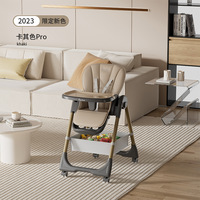 Chaise haute bébé avec structure métallique, roulettes, panier de rangement, hauteur réglable, multifonction, portable, pour l'alimentation à domicile