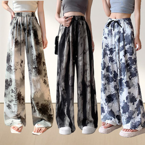 Phụ nữ mùa hè mới cạp cao giảm béo nhìn đen trắng sọc dọc chân rộng lỏng lẻo quần vải rủ mực đen - Product Image 5