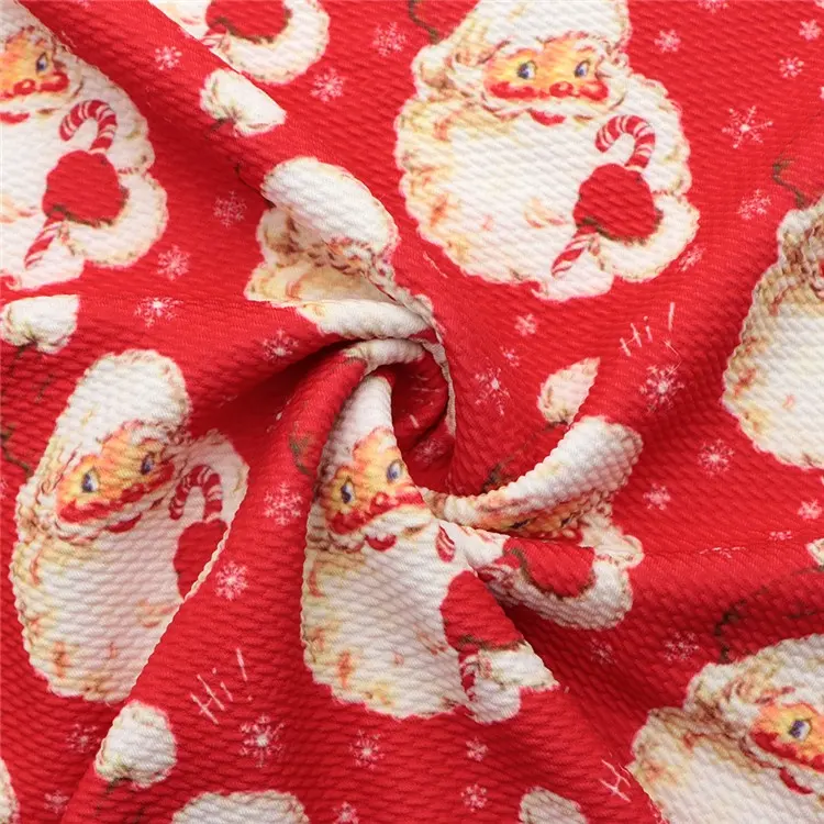1/2 yard Christmas Designs tessuto in poliestere Spandex testurizzato stampato per fascia per bambini 13077