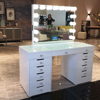 Stock sur nous! Miroir de vanité de table éclairé par LED intelligent avec 15 ampoules LED à intensité variable avec prise USB et US/AU/UK