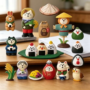 Décoration miniature en résine de chat mignon et boule de riz, style dessin animé, créative, pour la maison et le bureau, cadeau, vente en gros d'usine - Product Image 4