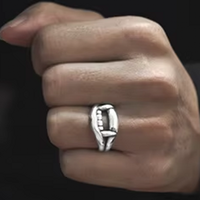 Bague d'index pour homme en argent S925, style rétro, motif dent de vampire, modèle Two Thousand and One, 8,61g