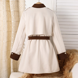 <span class=keywords><strong>Manteau</strong></span> en laine mélangée à manches longues avec ceinture à la taille et boutons latéraux, nouvelle collection automne-hiver pour les grands enfants - Product Image 2