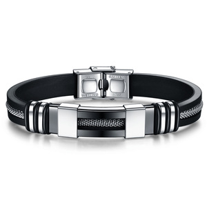 Bracelet en silicone avec boucle papillon en acier inoxydable, 12 mm, unisexe, bijoux cadeau, couleur acier noir doré - Product Image 4