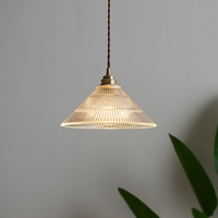 Luminaire suspendu en verre côtelé vintage nordique, lampe suspendue en verre vert pour salle à manger, îlot de cuisine, café et restaurant