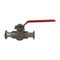 Vanne à boisseau sphérique sanitaire à raccord Tri-Clamp, port en L, poignée manuelle pour l'eau, OEM