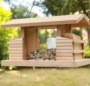 Milieuvriendelijk Art Deco Waterdicht Houten Vogelvoeder Massief Patroon Huisdiervoeder Voor Buitenterras Wildbird Bluebird Vethouder - Product Image 6